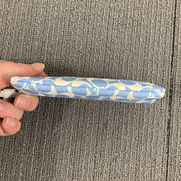 Coach Wristlet Wallet Womens Small Blue White Coated Canvas Signature Clutch - Picture 6 of 15